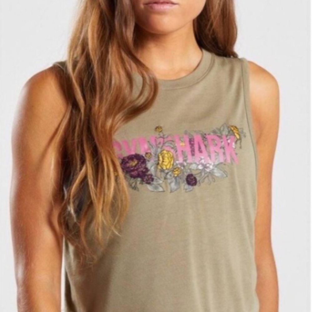 Gymshark Floral Graphic Tank - Khaki